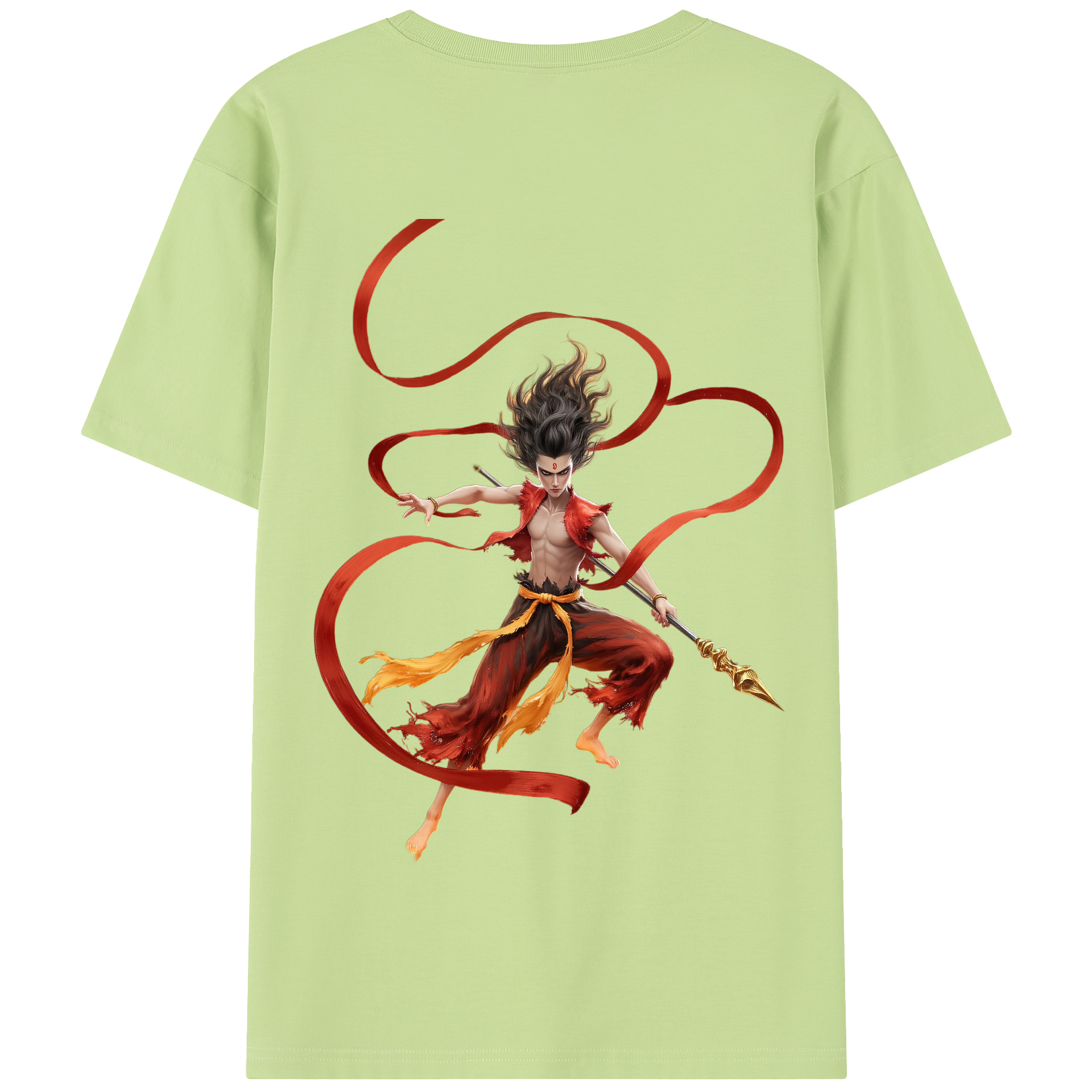 （画像用） Ne Zha 2 ナタ 魔童の大暴れ 綿100％半袖Tシャツ（背面プリント）